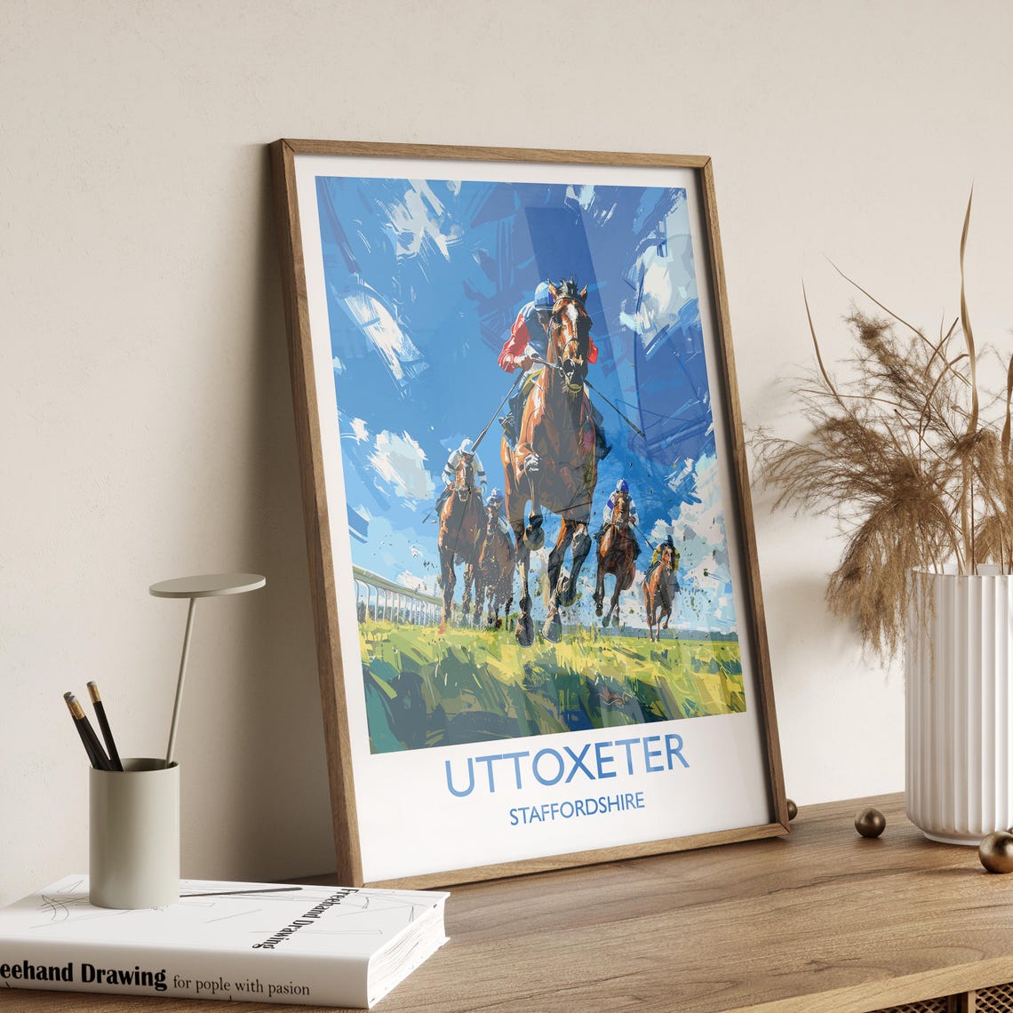 Uttoxeter Staffordshire Horse Racing Charge Racecourse Poster - Image 2
