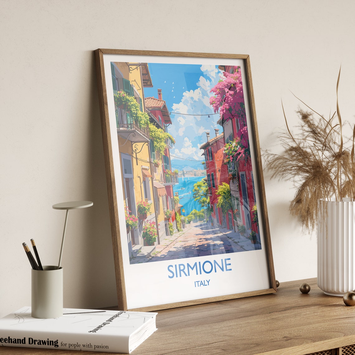 Sirmione Travel Poster Wall Art Travel Print Of Lake Garda Sirmione Art Lovers Gift Italy Italian Lakes Art Gift - Image 2