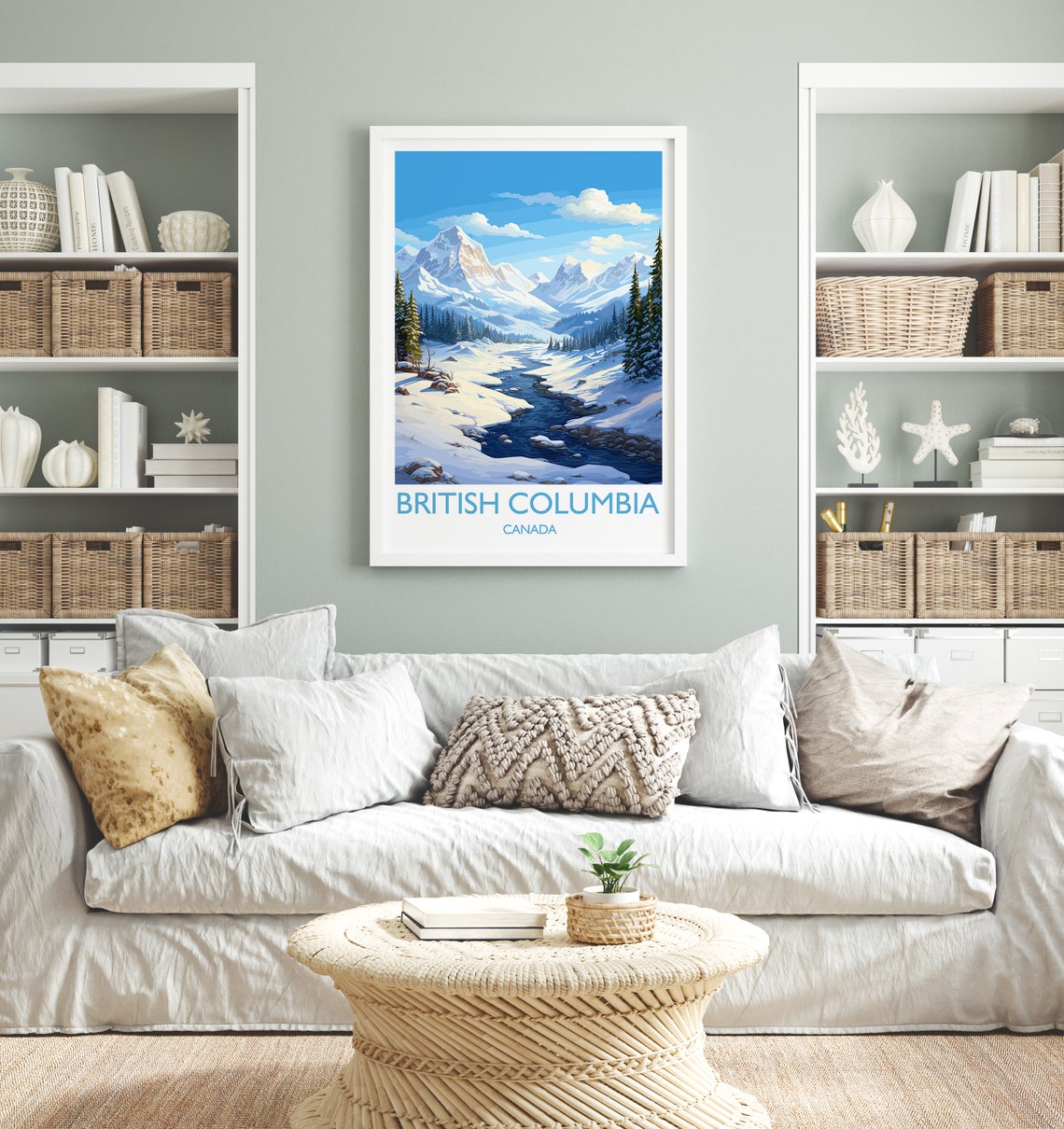 British Columbia Canada Snowy Mountain Stream Alpine Scene Poster - Image 4
