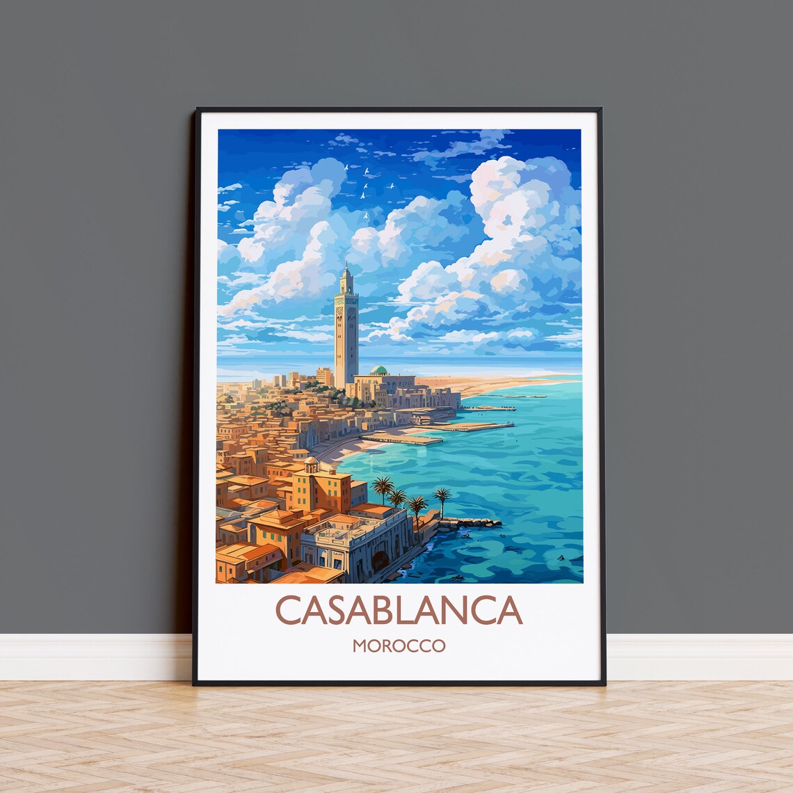 Casablanca Travel Poster, Morocco City Art Print