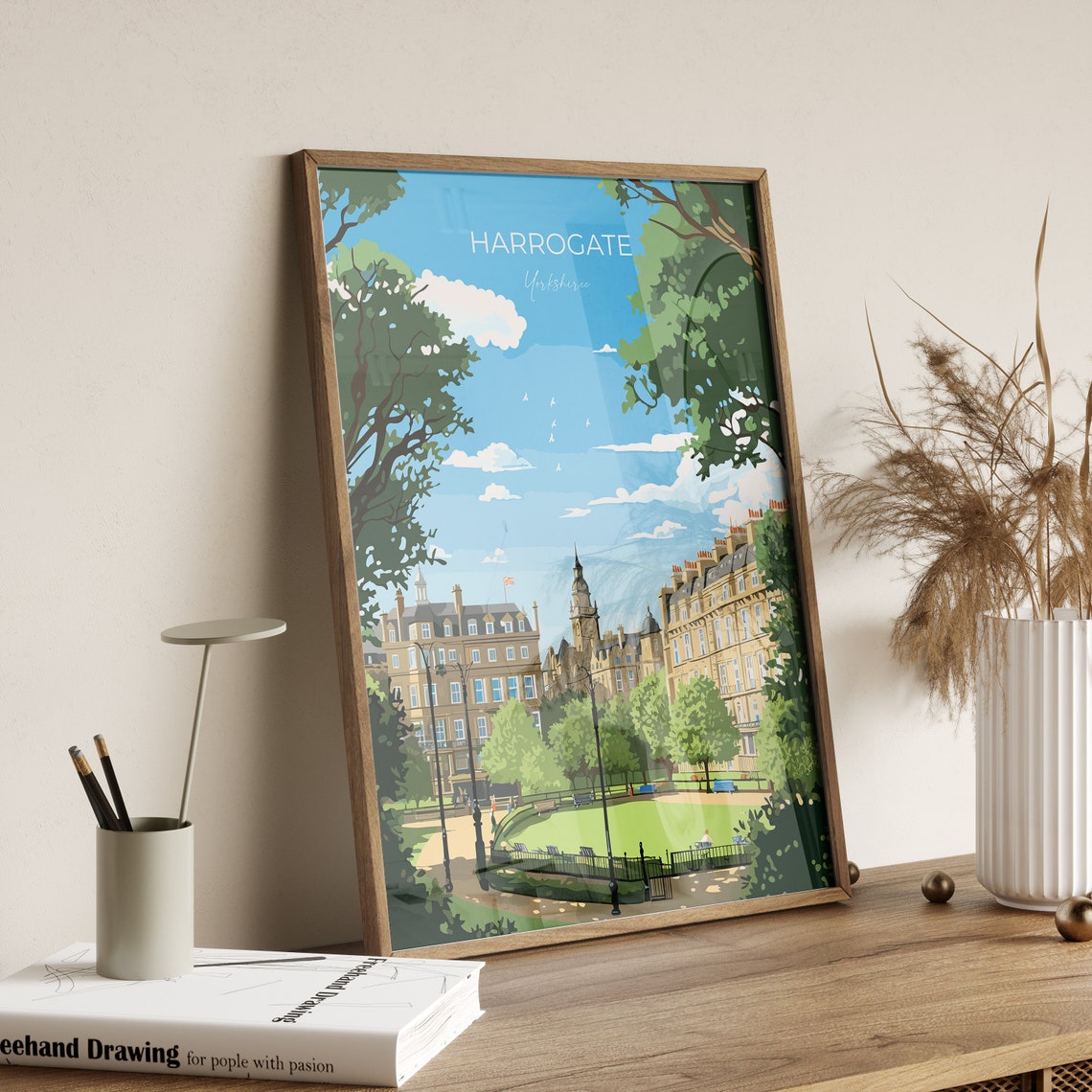 Harrogate Yorkshire Historic Crescent Gardens Travel Art Poster - Image 2