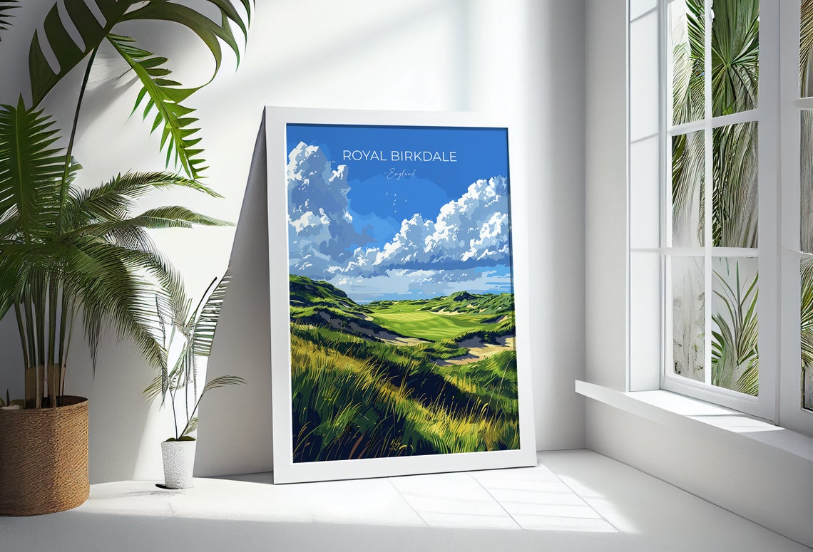 Royal Birkdale England Links Golf Course Dunes Script Poster - Image 3