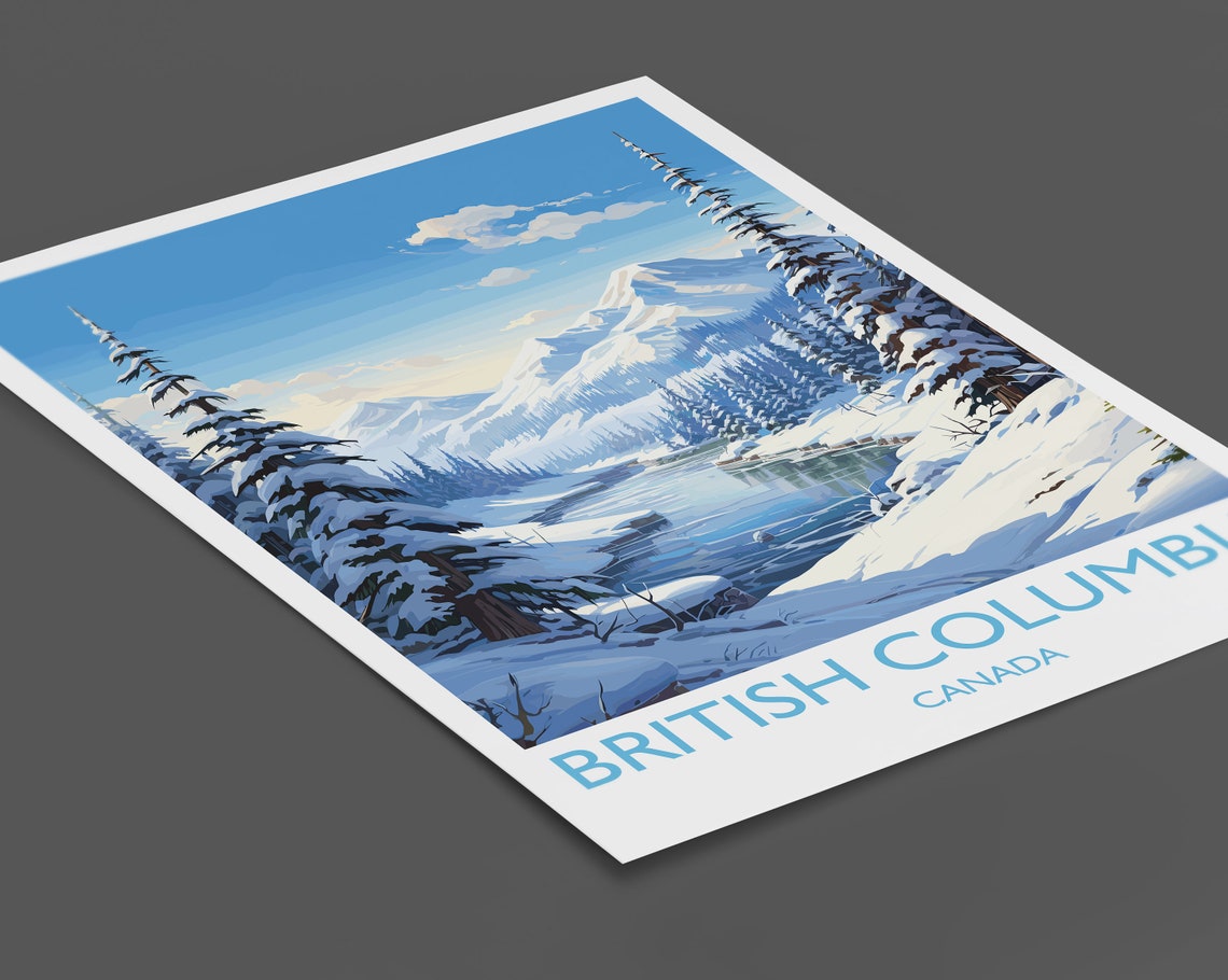 British Columbia Canada Winter Snowy River Pine Forest Poster - Image 2
