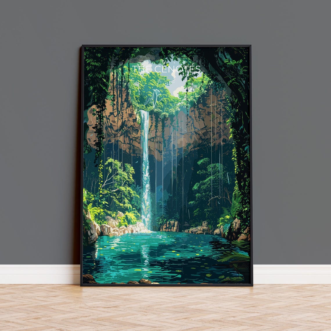 The Cenotes Mexico Open Air Jungle Cenote Modern Travel Poster