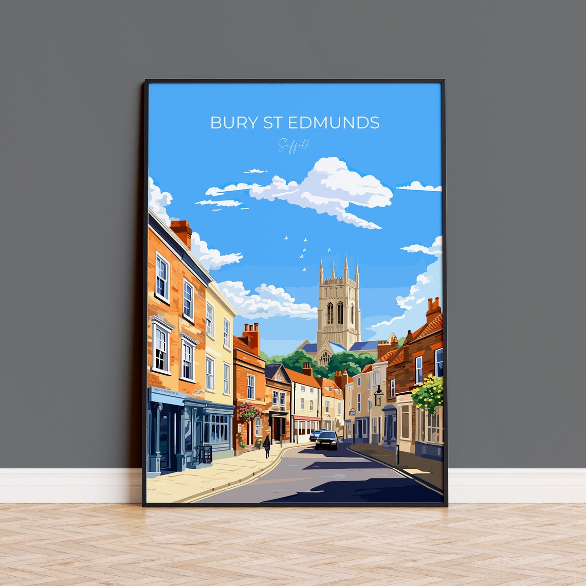 Bury St Edmunds Travel Print Travel Poster Of Bury St Edmunds Suffolk England Suffolk Art Bury St Edmunds Gift