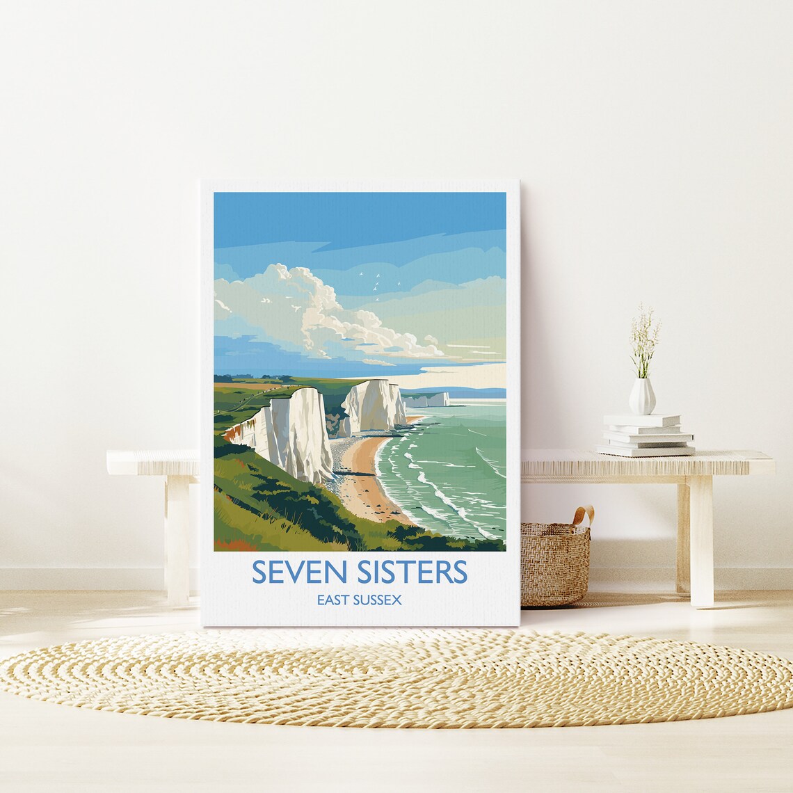 Seven Sisters Travel Poster, East Sussex Coastal Art - Image 2