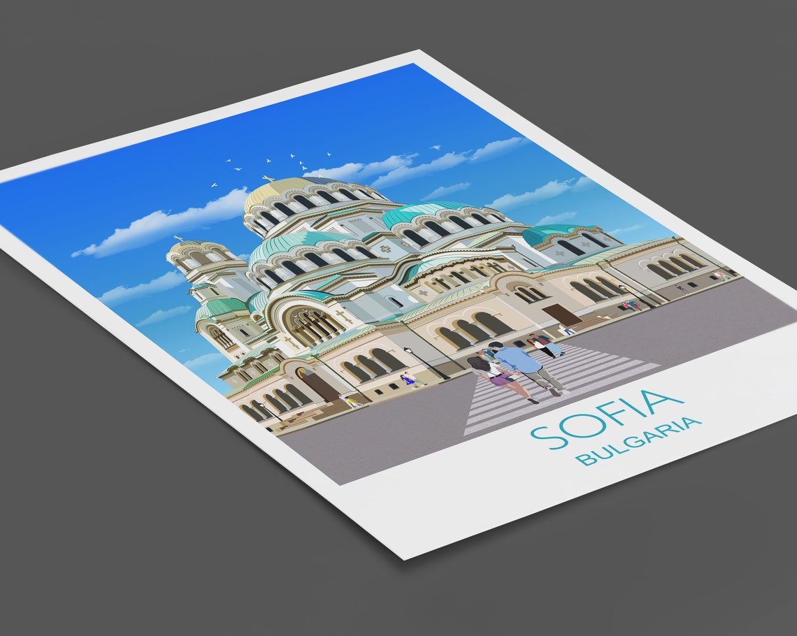 Sofia Bulgaria Cathedral Golden Domes City Scene Skyline Art Poster - Image 2