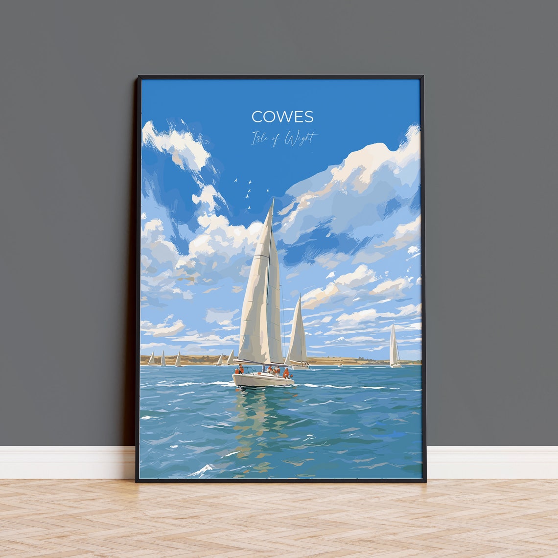 Cowes Isle of Wight Sailboats Regatta Ocean Sailing Art Poster