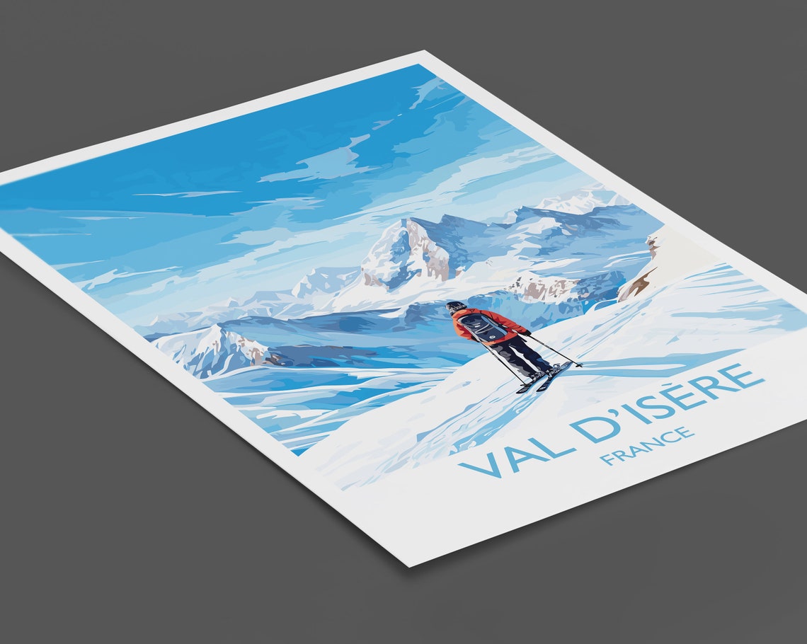 Val Disere Wall Art Travel Poster Travel Print Of Val Disere Ski Poster Val Disere Art Gift French Ski Art Lover Travel Gift - Image 2
