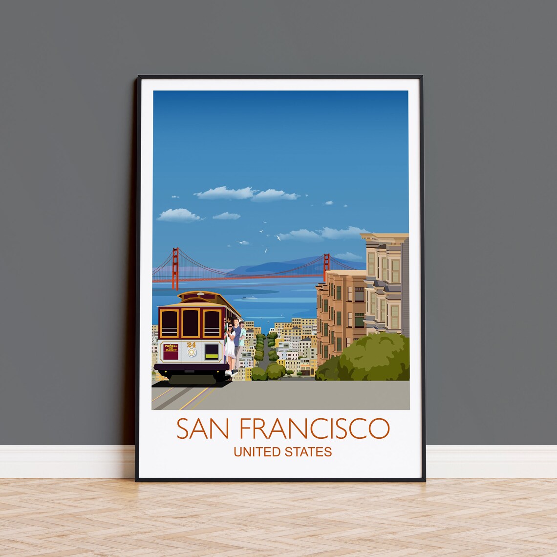 San Francisco Travel Poster, USA Travel Art Print