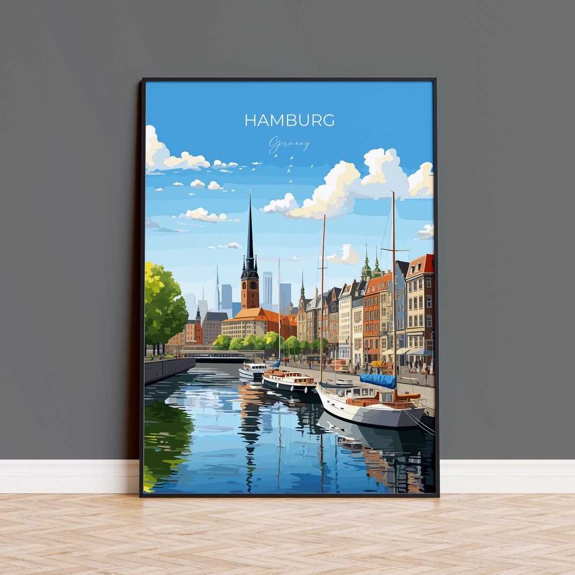 Hamburg Travel Print Wall Art Travel Poster Of Hamburg Hamburg Gift Art Germany Wall Decor Art Travel Gift