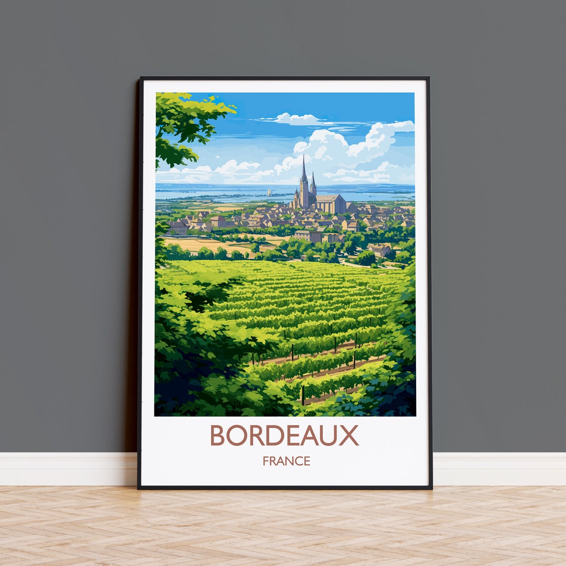 Bordeaux Poster Travel Print Of Bordeaux Wine Region France Europe Travel Gift