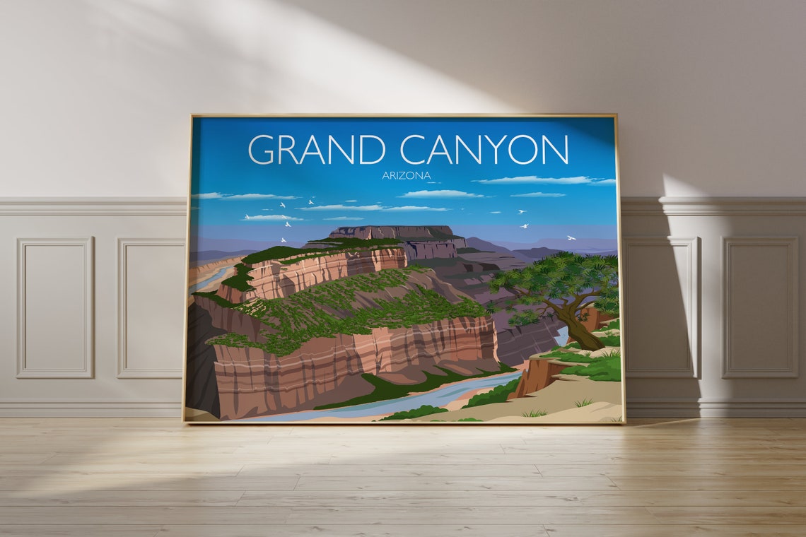 Grand Canyon Arizona Layered Cliffs River Gorge Travel Poster