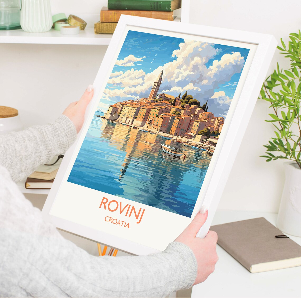 Rovinj Croatia Old Town Peninsula Harbor Church Tower Travel Poster - Image 5