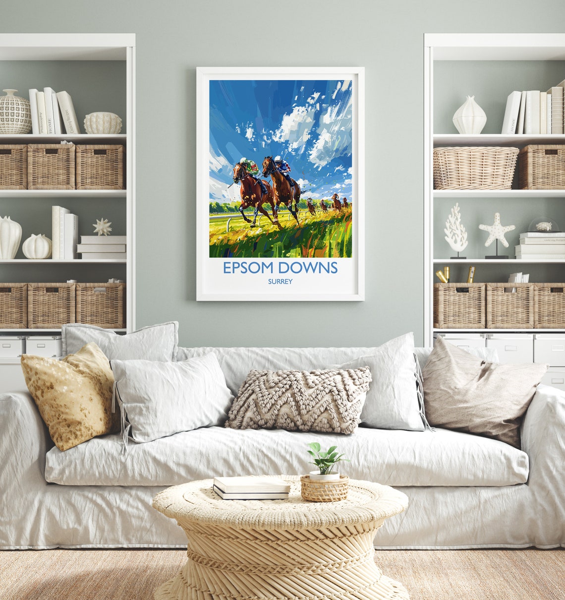 Epsom Downs Surrey Horse Racing Sprint Painted Action Poster - Image 4