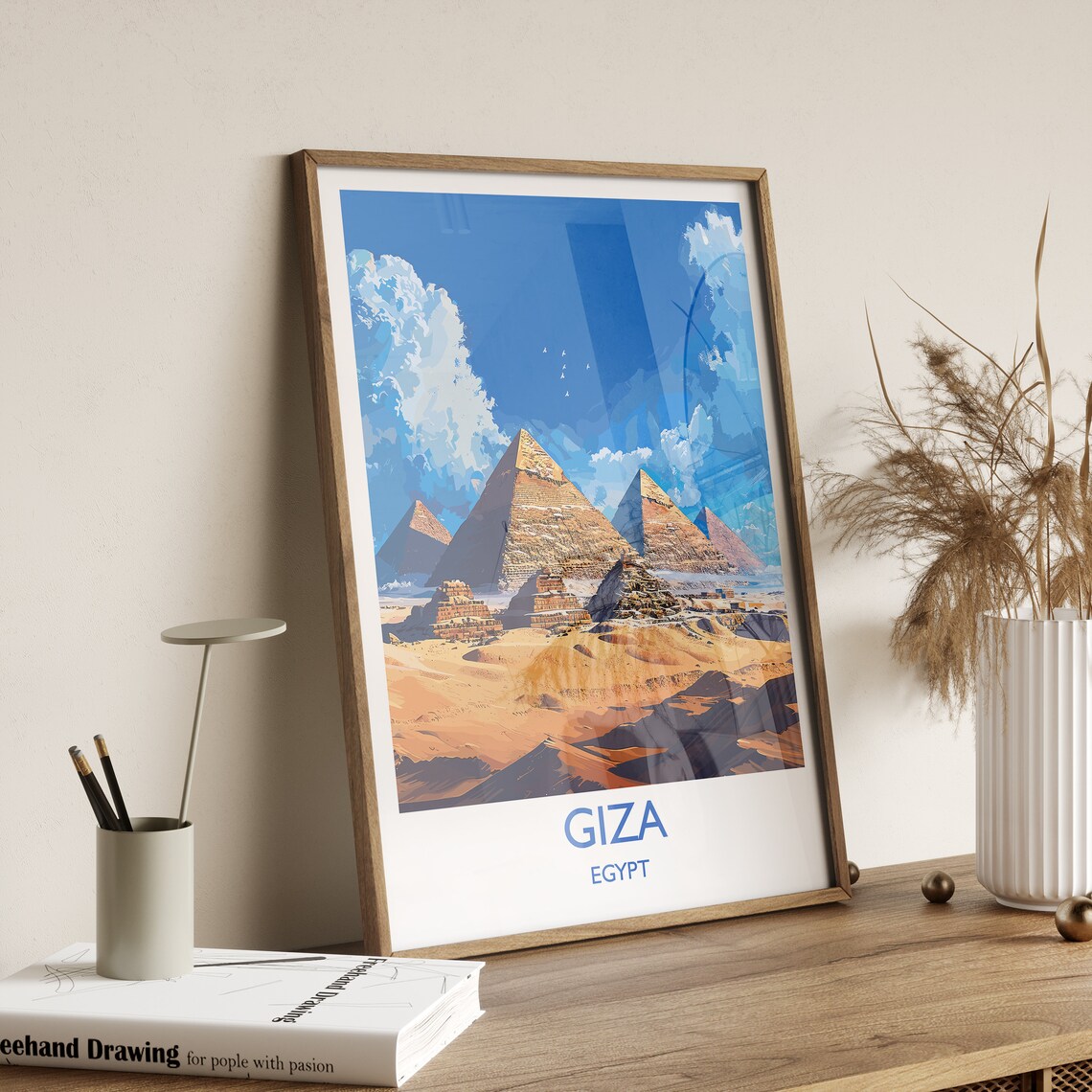 Giza Egypt Pyramids Desert Landscape Vintage Style Travel Poster - Image 2