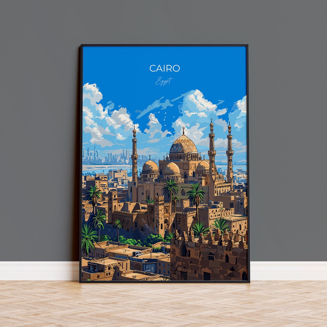 Cairo Egypt Golden Dome Mosque Historic Quarter Travel Poster
