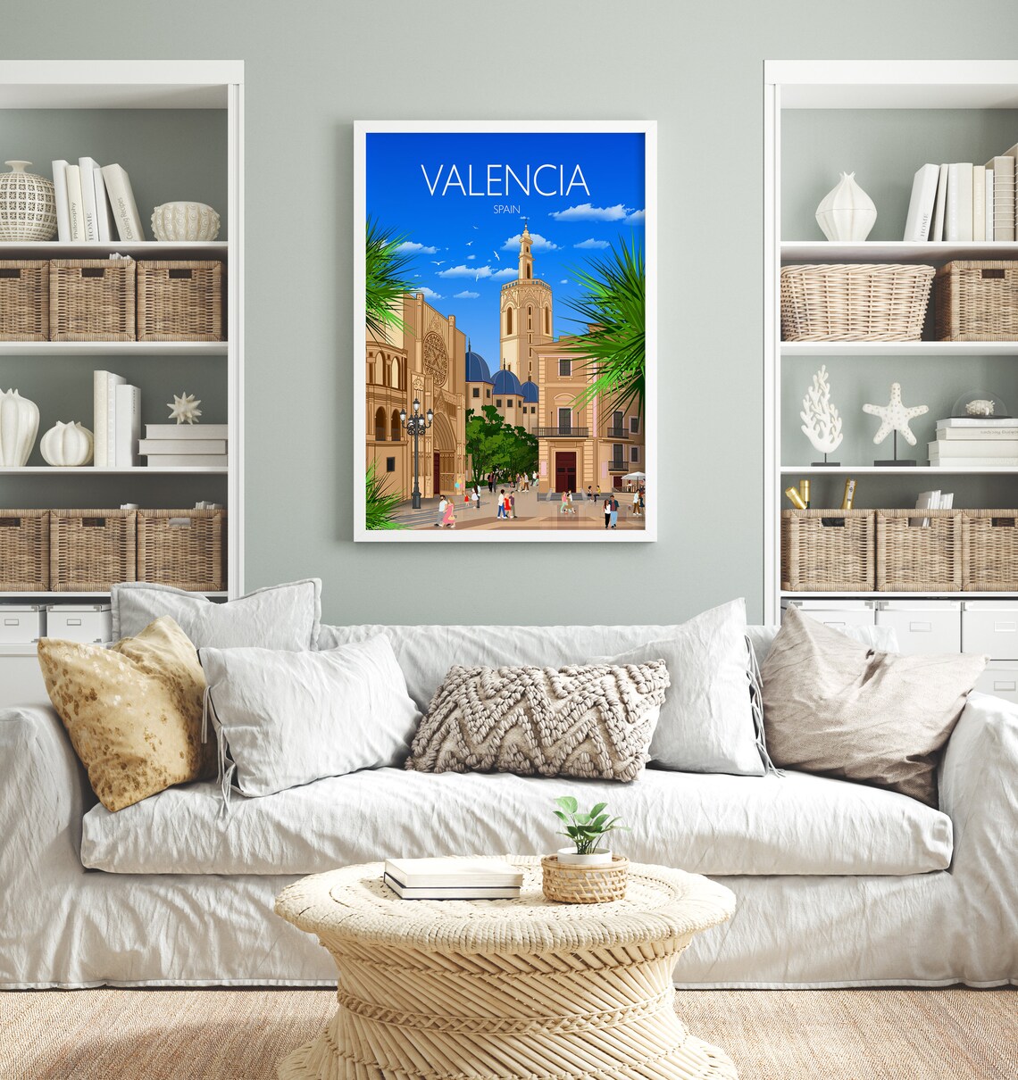 Valencia Travel Poster, Spain Cityscape Art Print - Image 3