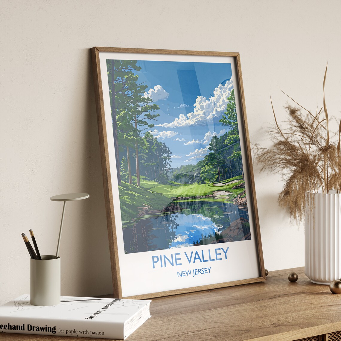 Pine Valley New Jersey Golf Course Lake Bunkers Vintage Poster - Image 2