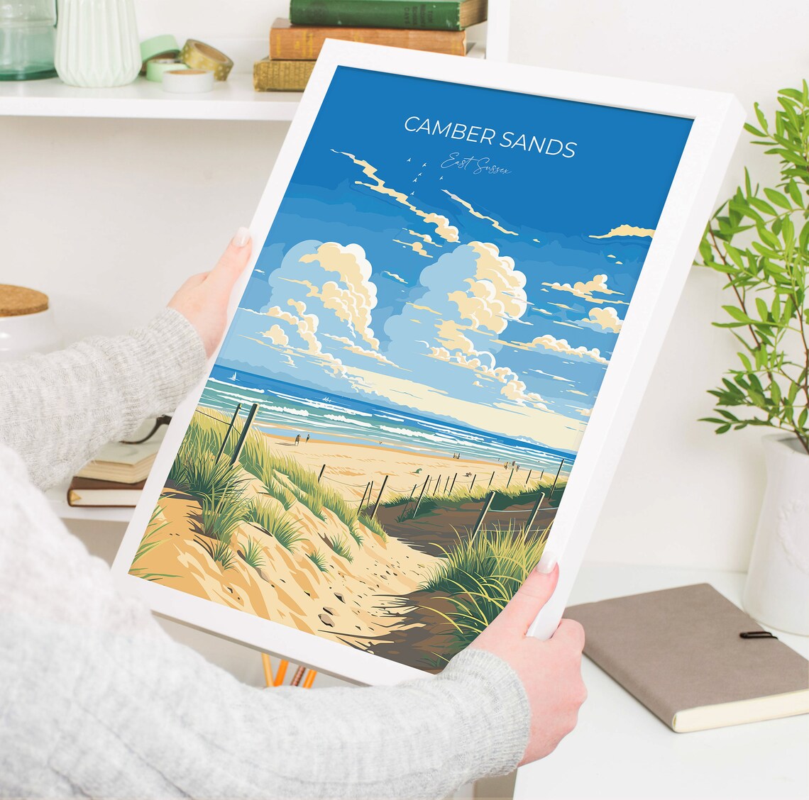 Camber Sands East Sussex Sandy Path Dunes Seaside Travel Print - Image 5