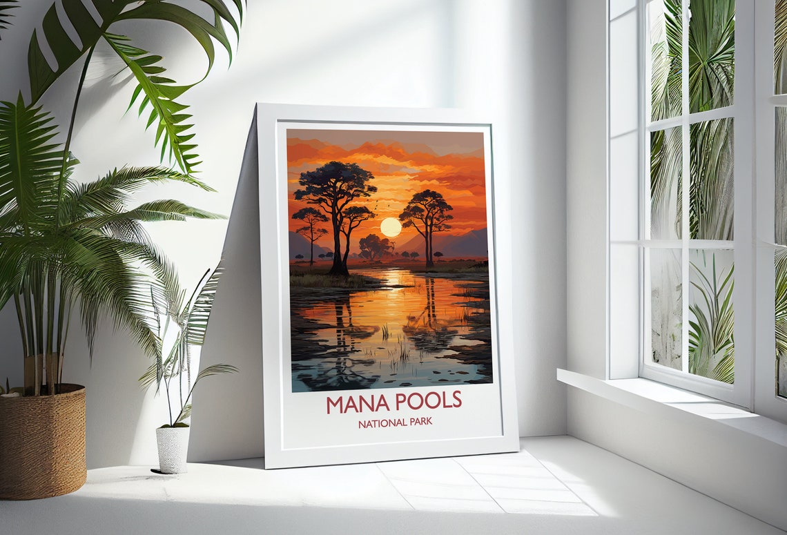 Mana Pools National Park Sunset Reflection Safari Zimbabwe Poster - Image 3