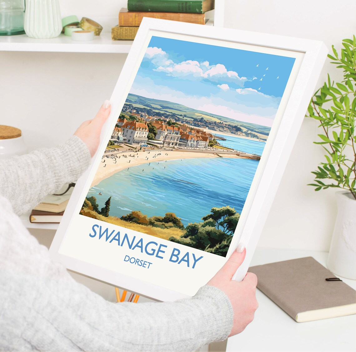 Swanage Bay Travel Poster, Dorset Coast Art Print - Image 5