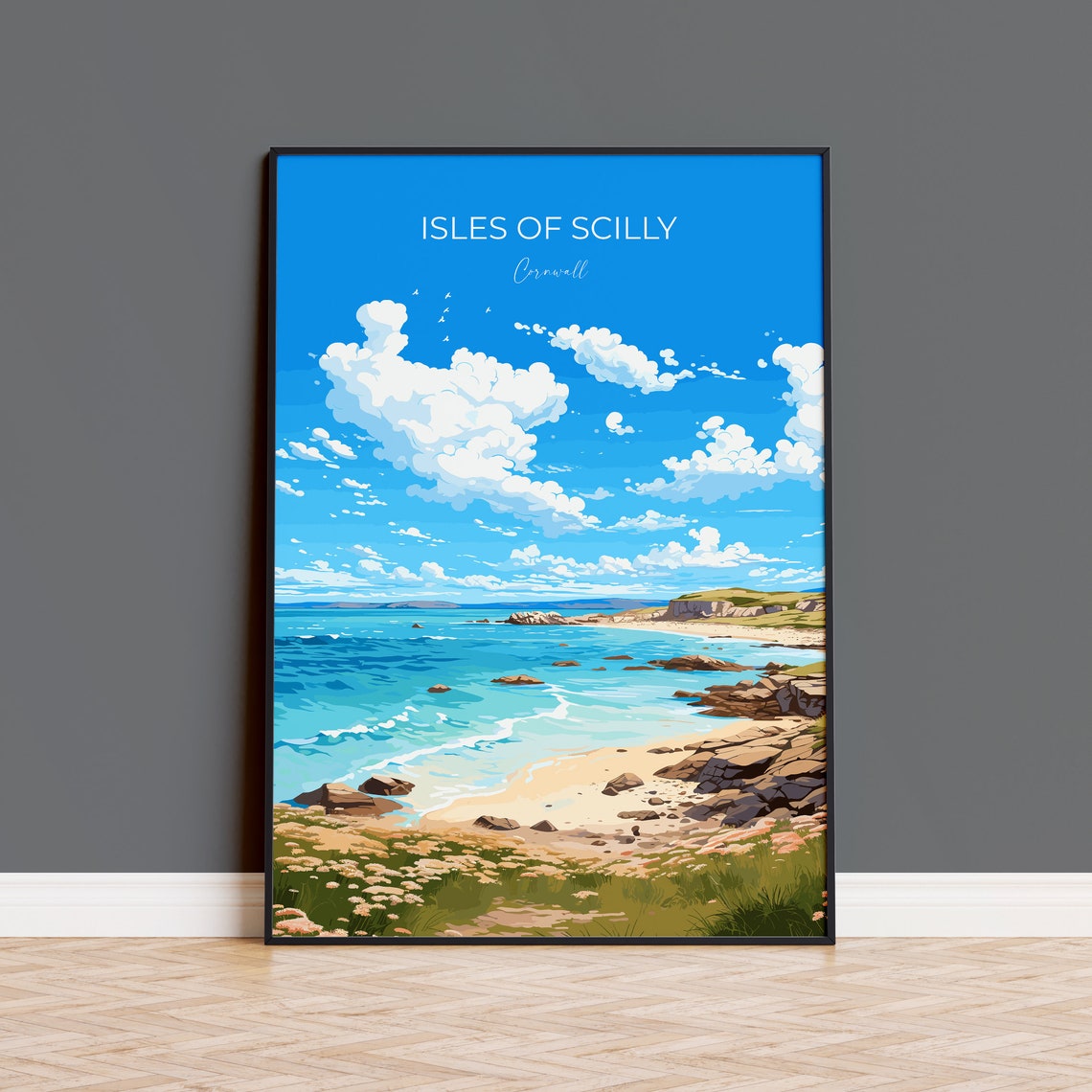 Isles Of Scilly Travel Poster Travel Print Of Isles Of Scilly England Cornwall Art Isles Of Scilly Art Lovers Gift Wall Art Print