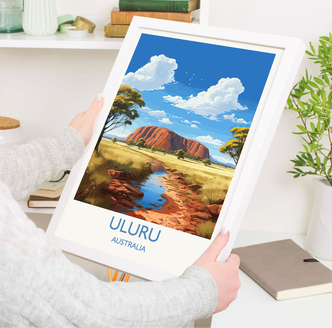 Uluru Australia Outback Desert Red Rock Blue Sky Travel Poster - Image 5