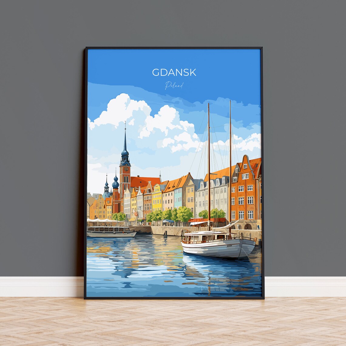 Gdansk Print Wall Art Travel Poster Of Gdansk Gdansk Gift Art Poland Wall Art Travel Lovers Gift