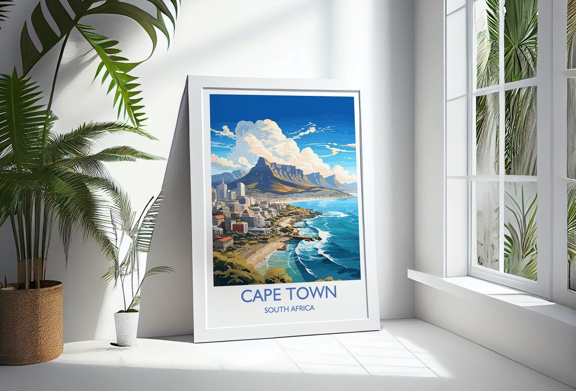 Cape Town Travel Print Travel Poster Of Cape Town Cape Town Art Lovers Gift South Africa Gift Wall Art Print - Image 3