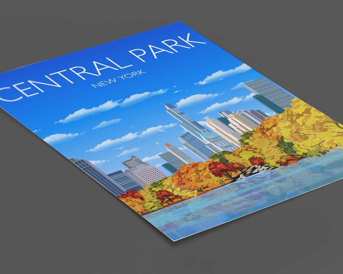 Travel Poster Of Central Park New York Travel Print Of Central Park City Of New York Usa Usa Travel Poster New York Cityscape - Image 2