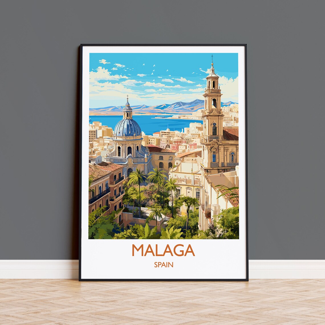 Malaga Travel Poster, Spain Travel Art Print
