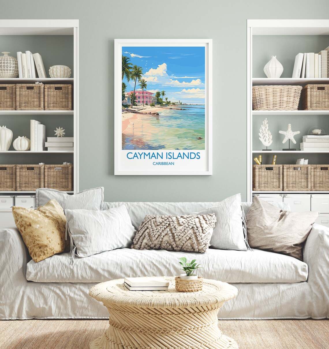 Cayman Islands Caribbean Beach Pink Hotel Vintage Travel Poster - Image 4