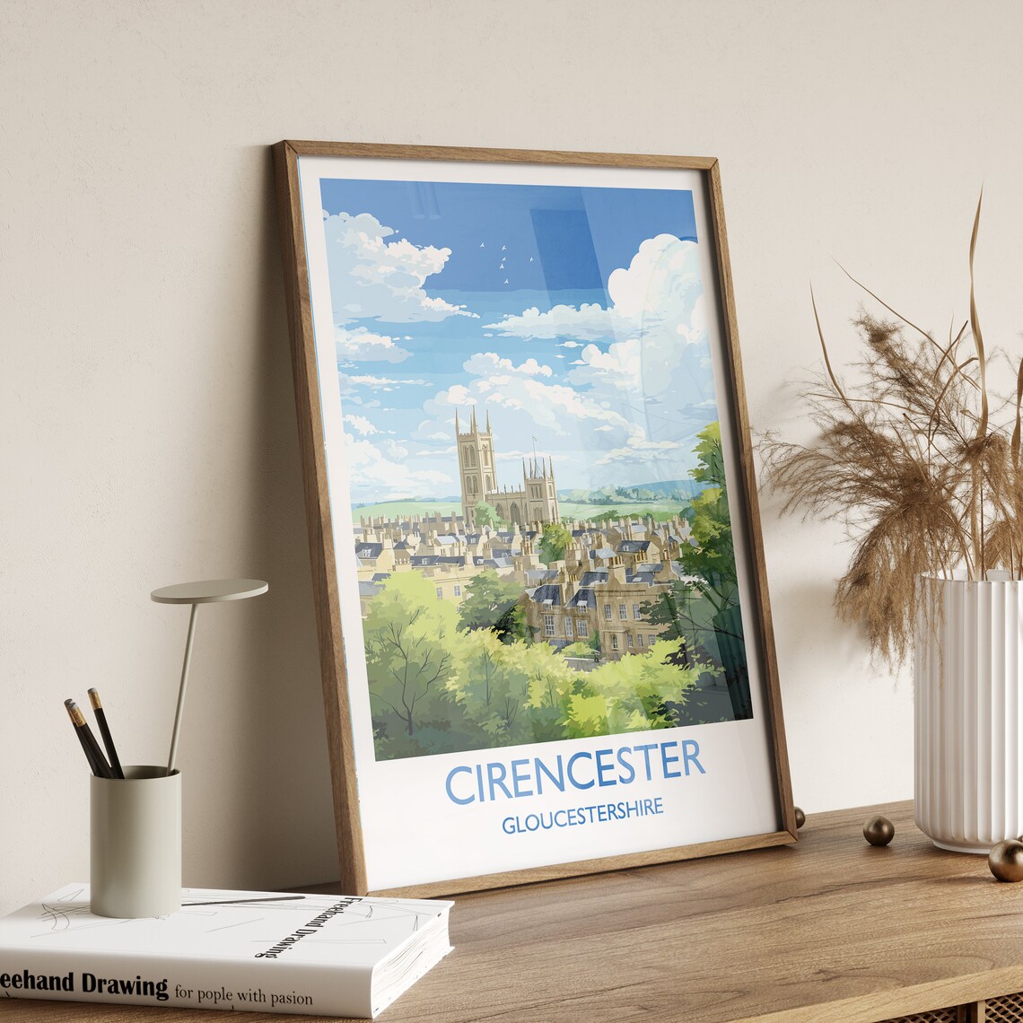 Cirencester Travel Poster, English Countryside Scene - Image 3