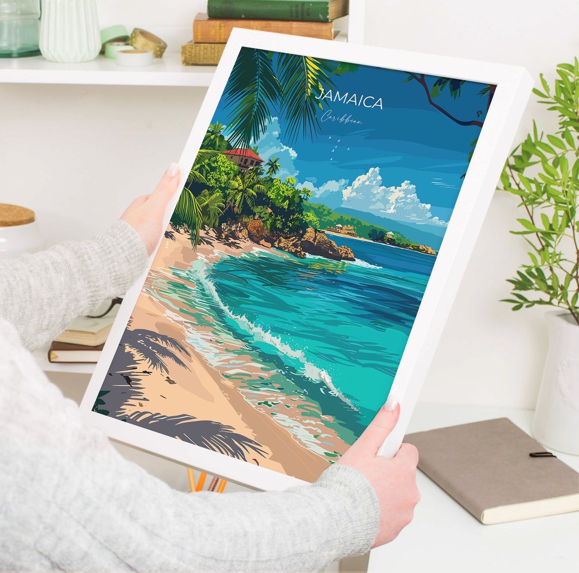 Jamaica Travel Poster Travel Print Of Jamaica Caribbean Jamaica Art Lovers Gift Caribbean Gift Wall Art Print - Image 3