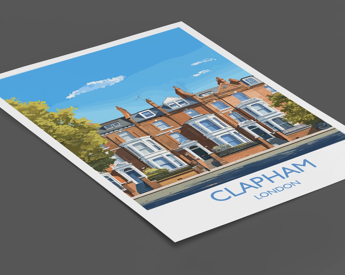 Clapham Travel Poster Travel Print Of Clapham London Poster Clapham Gift Clapham Art London Art Uk Travel Gift - Image 2