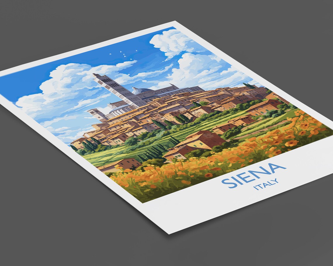 Siena Italy Historic Cathedral Hilltop Tuscan Town Travel Poster - Image 2