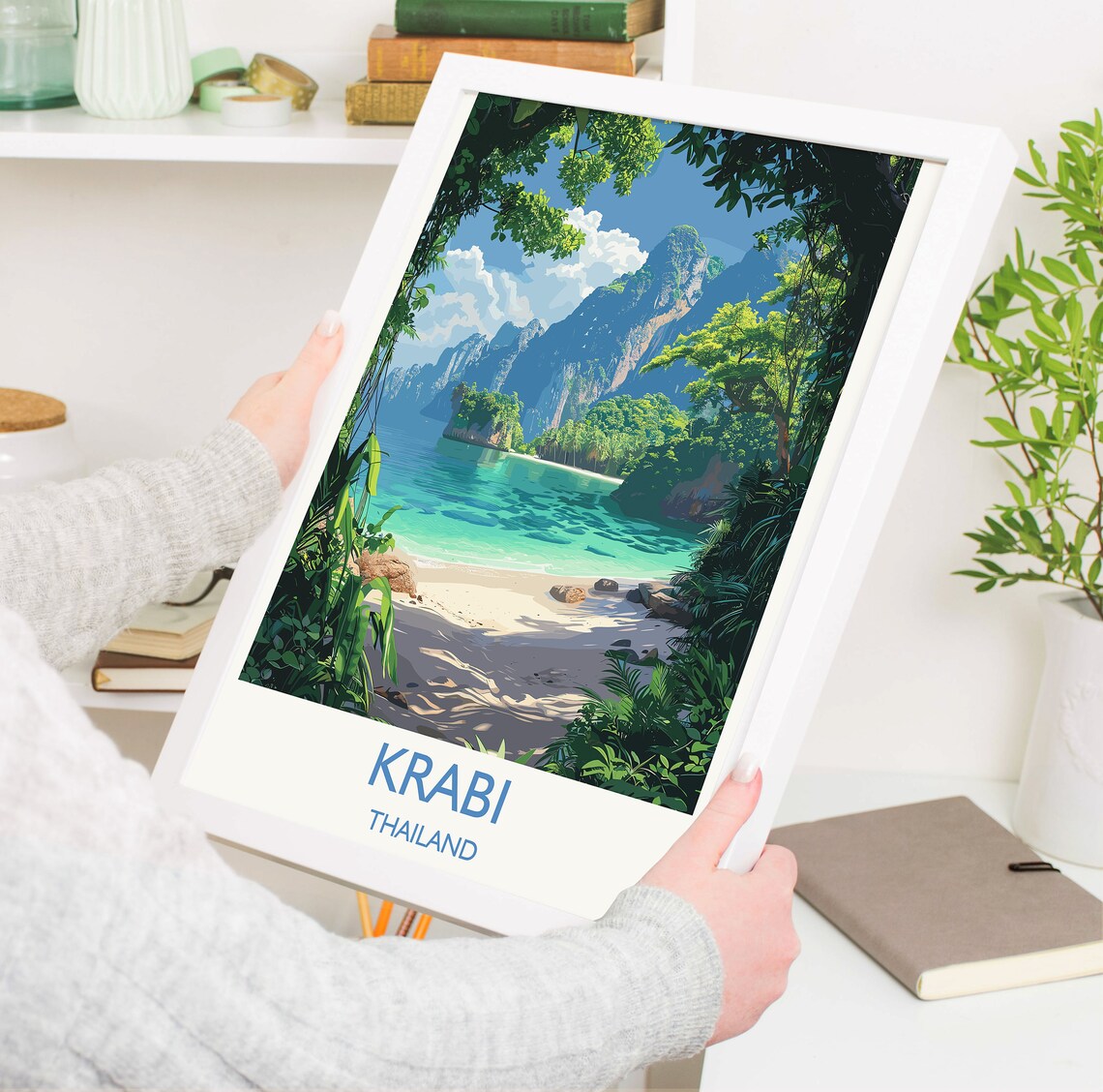Krabi Thailand Secret Cove Karst Peaks Tranquil Bay Travel Poster - Image 3