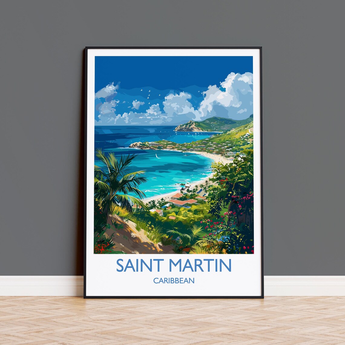 Saint Martin Travel Poster, Caribbean Art Print