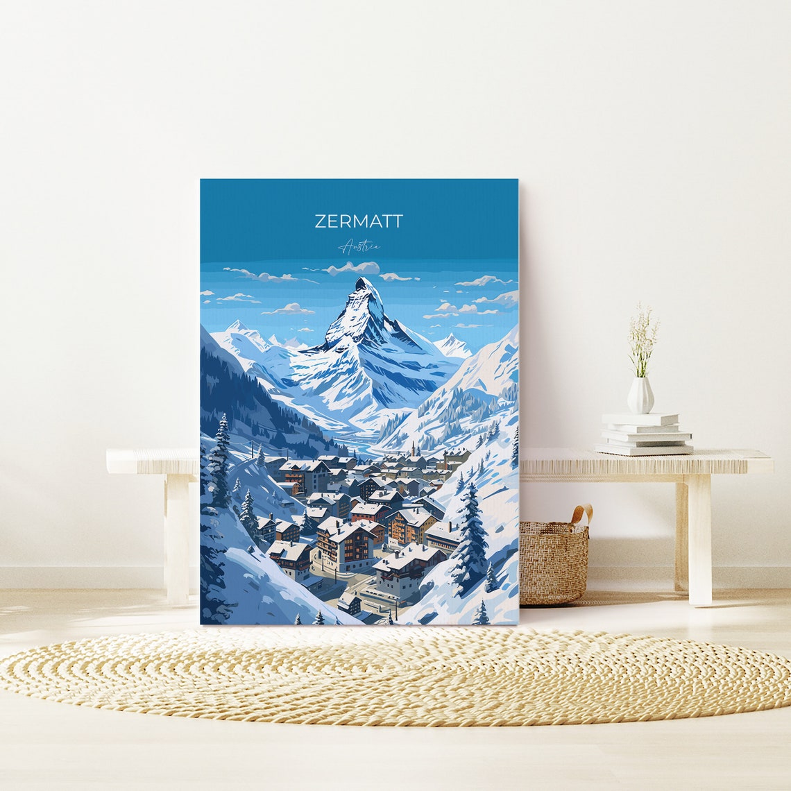 Zermatt Wall Art Travel Print Travel Poster Of Zermatt Ski Poster Zermatt Art Gift Austria Ski Art Travel Lovers Gift - Image 2