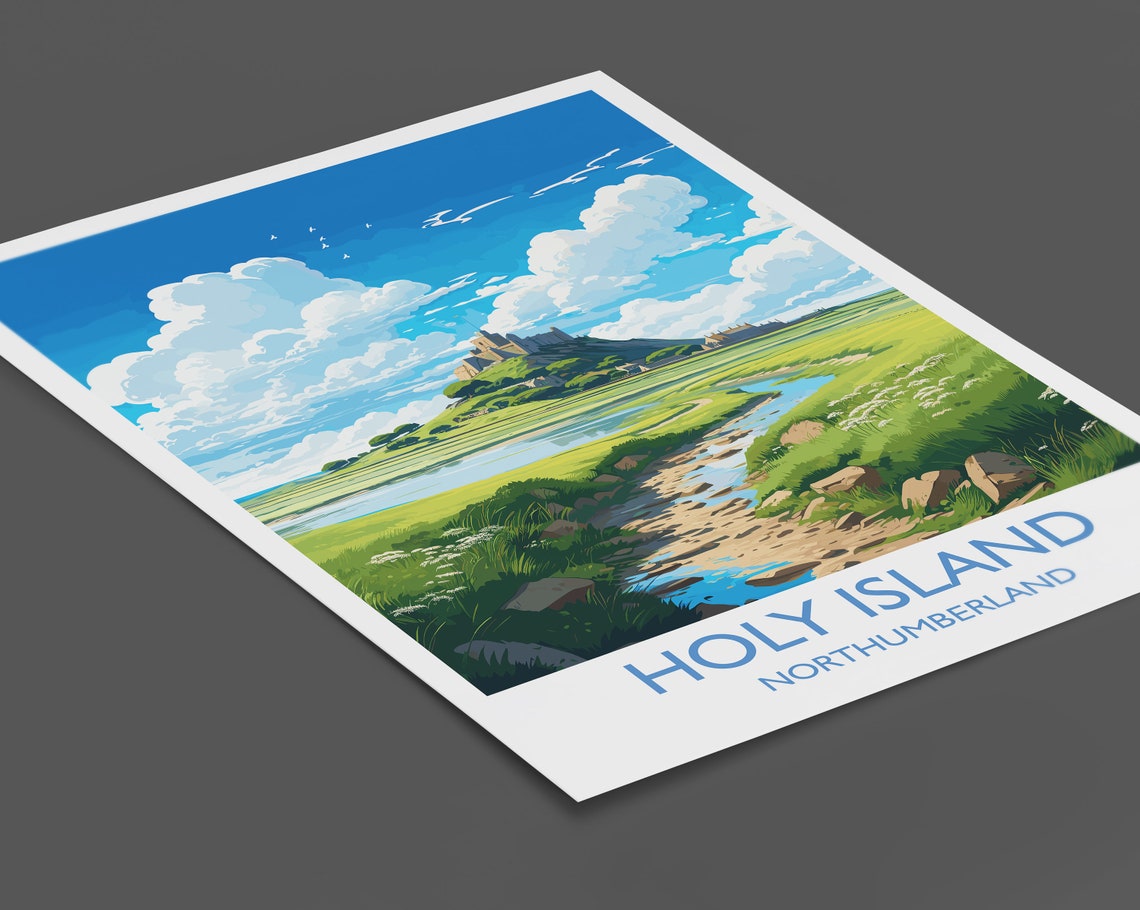 Holy Island Northumberland Castle England Coastal Travel Poster - Image 2