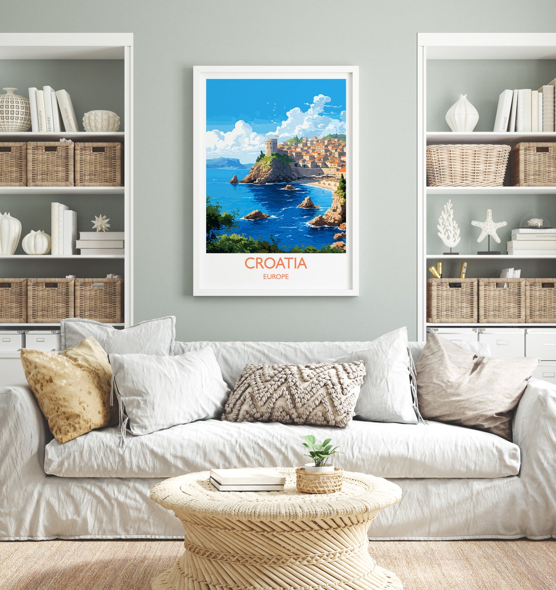 Croatia Walled Coastal Old City Europe Adriatic Sea View Poster - Image 4