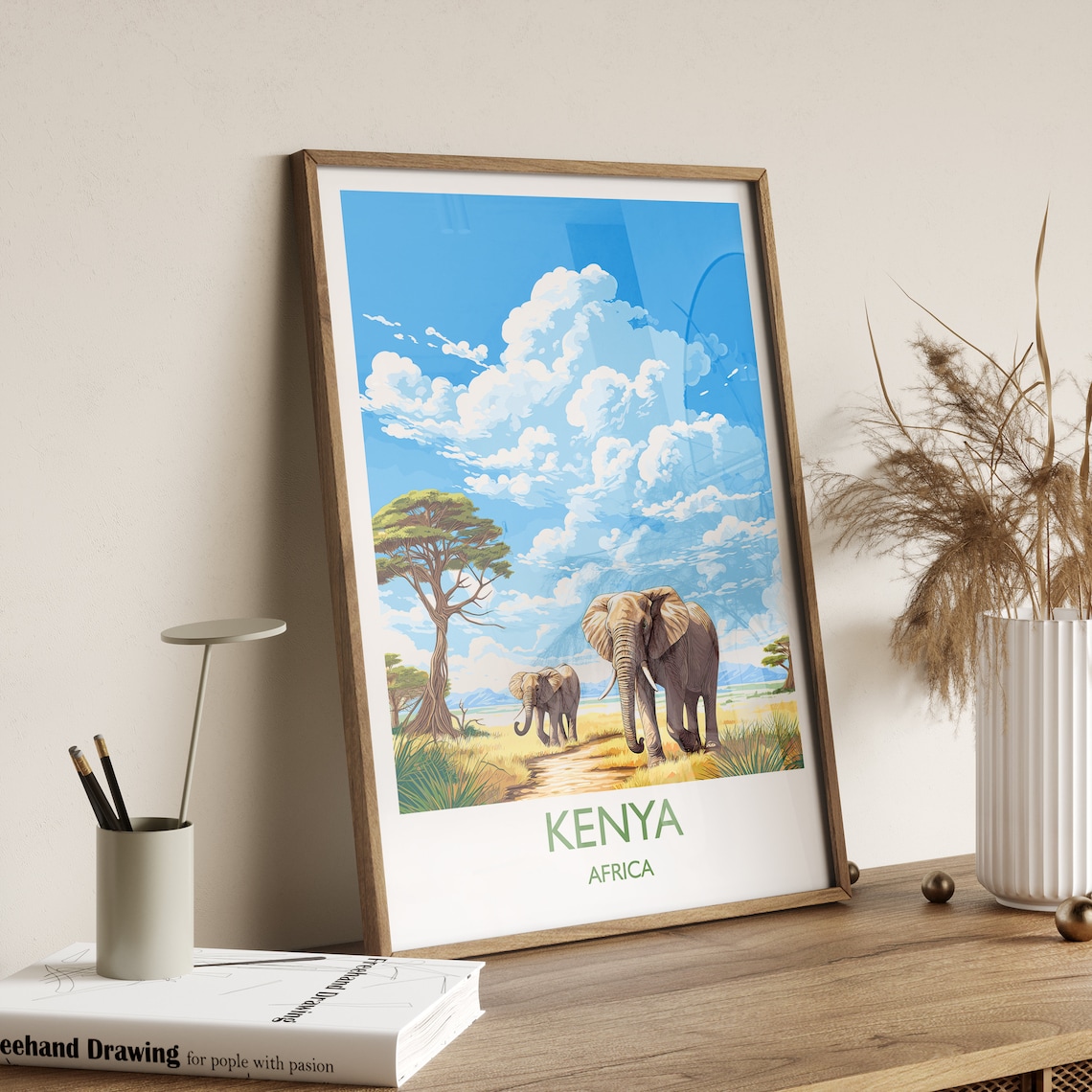 Kenya Africa Elephants Savanna Safari Travel Poster Wall Decor - Image 3