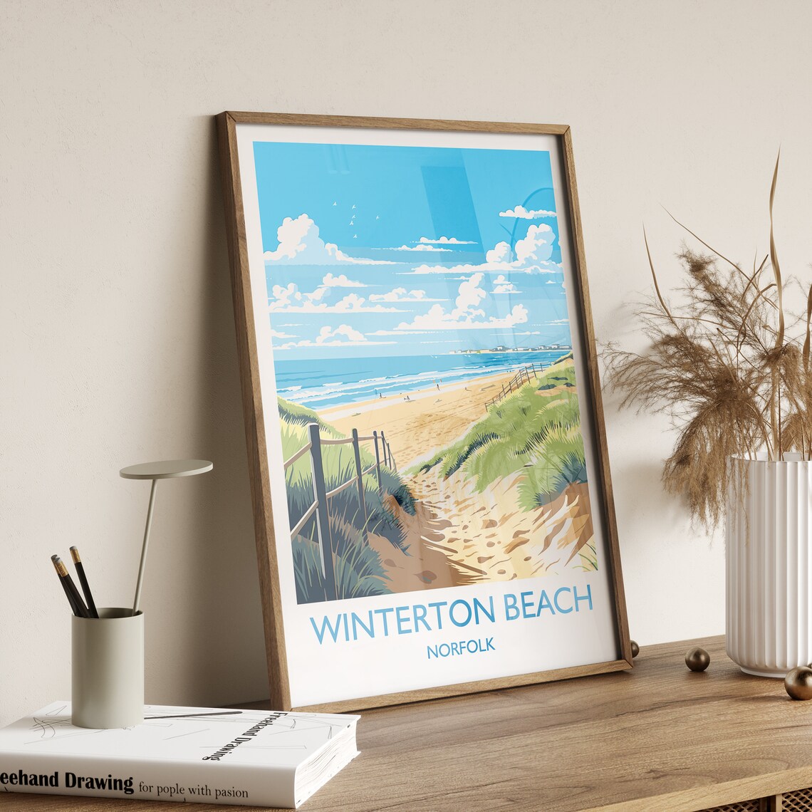 Winterton Beach Norfolk Sand Dunes Summer Seaside Travel Poster - Image 3