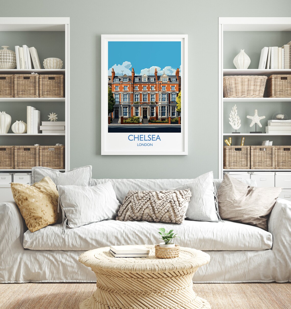 Chelsea London Red Brick Mansions West End Scene Travel Poster - Image 4