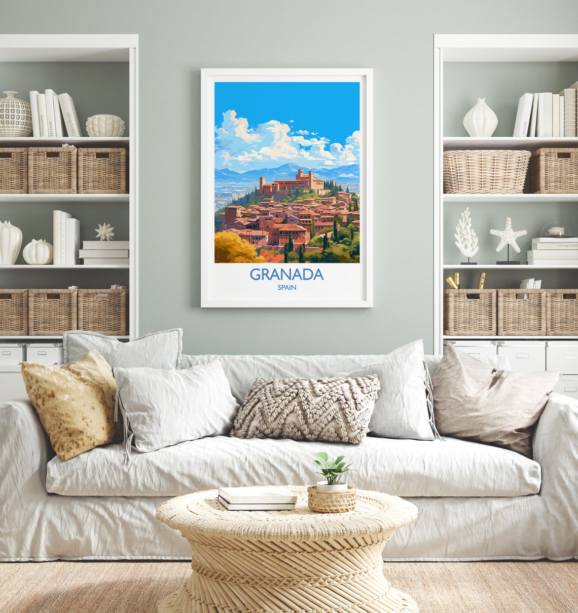 Granada Spain Alhambra Palace City View Scenes Travel Poster - Image 4