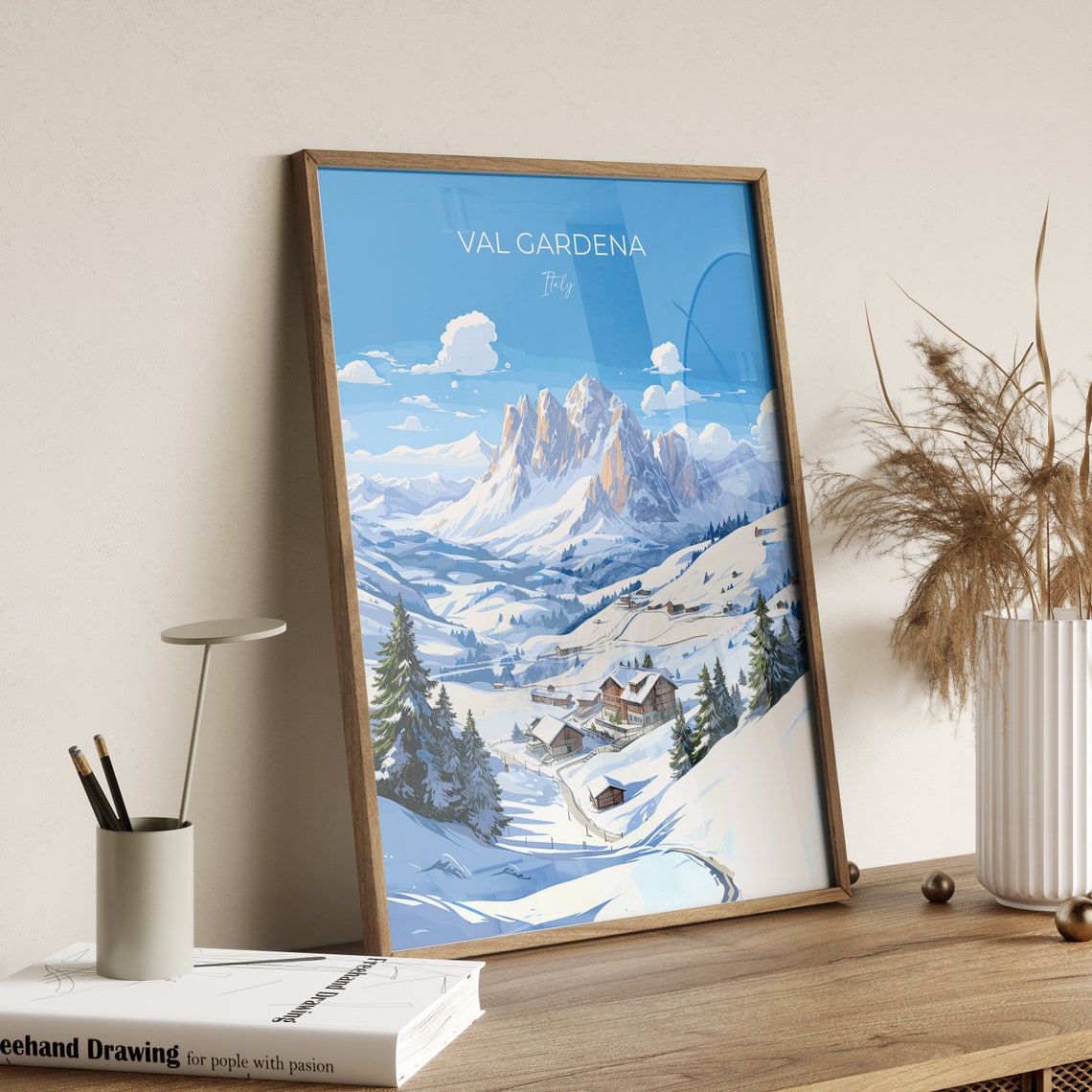 Val Gardena Wall Art Travel Print Travel Poster Of Val Gardena Ski Poster Art Gift Italy Dolomites Ski Art Travel Lovers Gift - Image 2