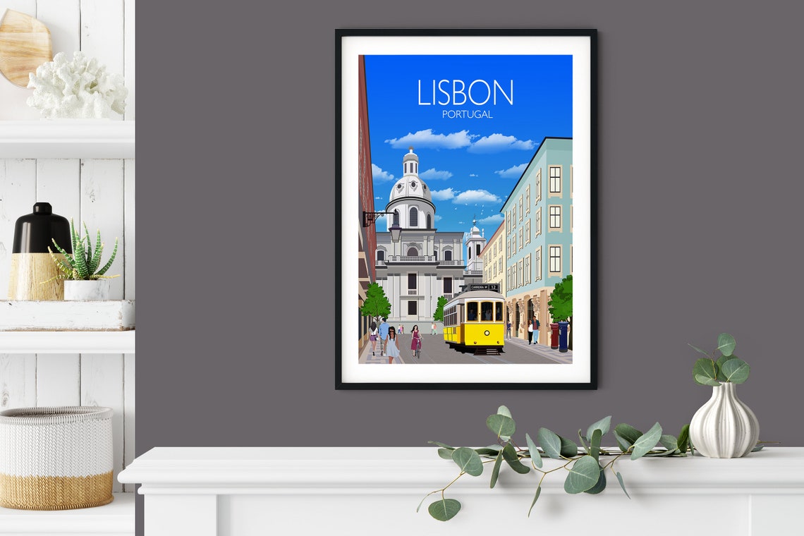 Travel Poster Of Lisbon Travel Print Of Lisbon Lisbon Portugal Lisbon Travel Poster Lisbon Cityscape - Image 4