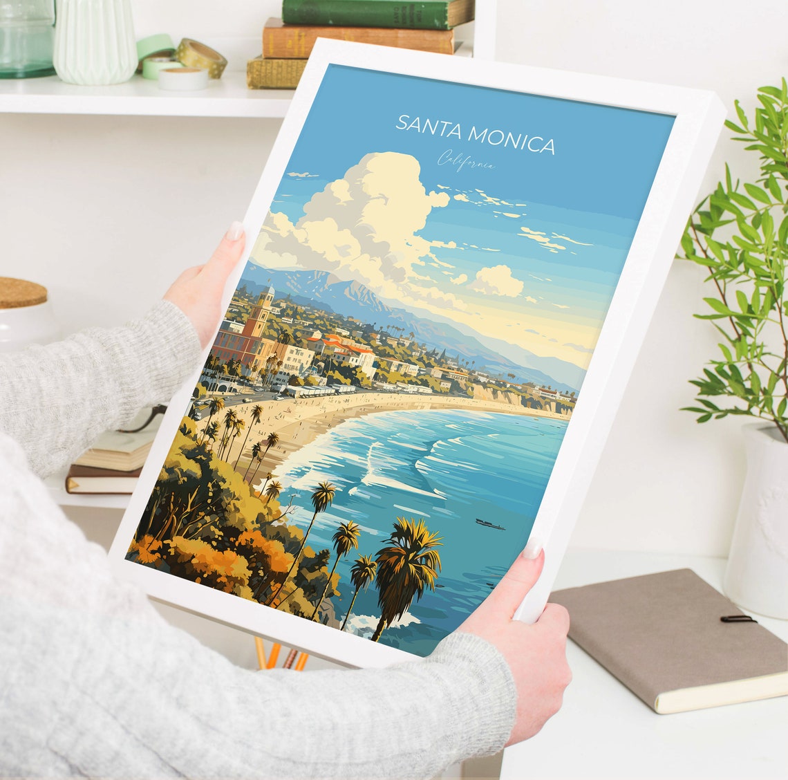 Santa Monica Travel Poster Travel Print Of Santa Monica California Santa Monica Art Lovers Gift Usa Gift Wall Art Print - Image 5