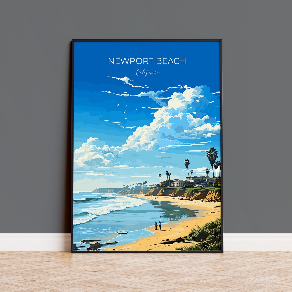 Newport Beach Travel Poster Travel Print Of Newport Beach California Newport Beach Art Lovers Gift Usa Gift Wall Art Print